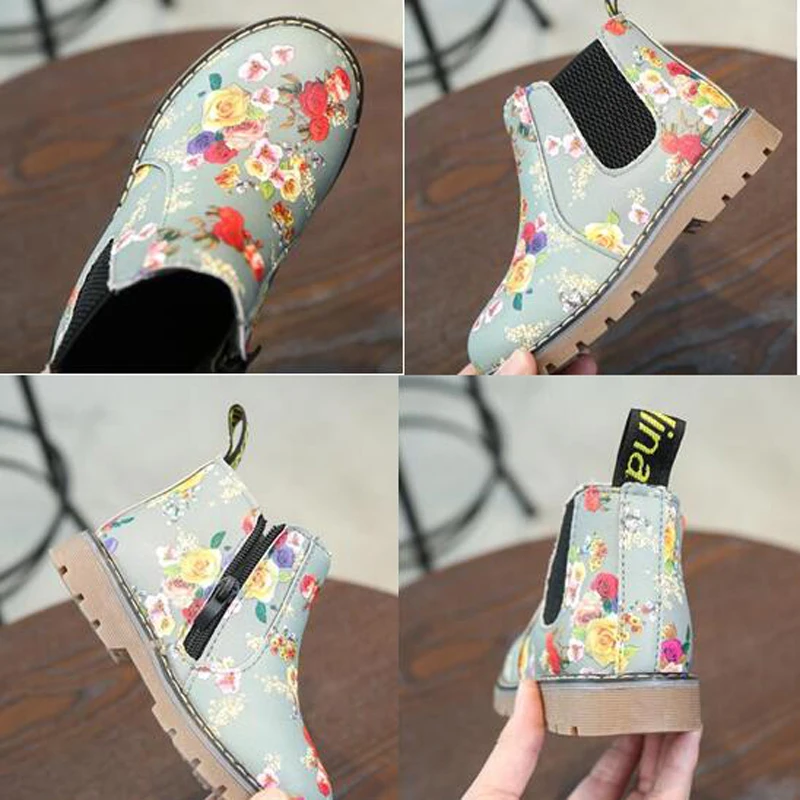 Сезон осень-зима Детские ботинки с модным принтом для мальчиков на плоской