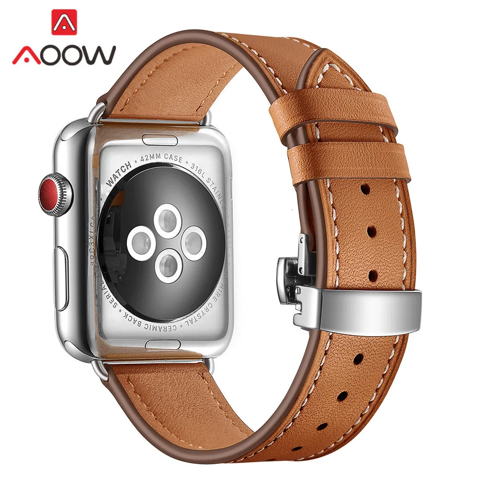Ремешок для часов из натуральной коровьей кожи для Apple Watch 40 мм 44 мм 38 мм 42 мм 4 iwatch роскошный браслет из розового золота с бабочкой