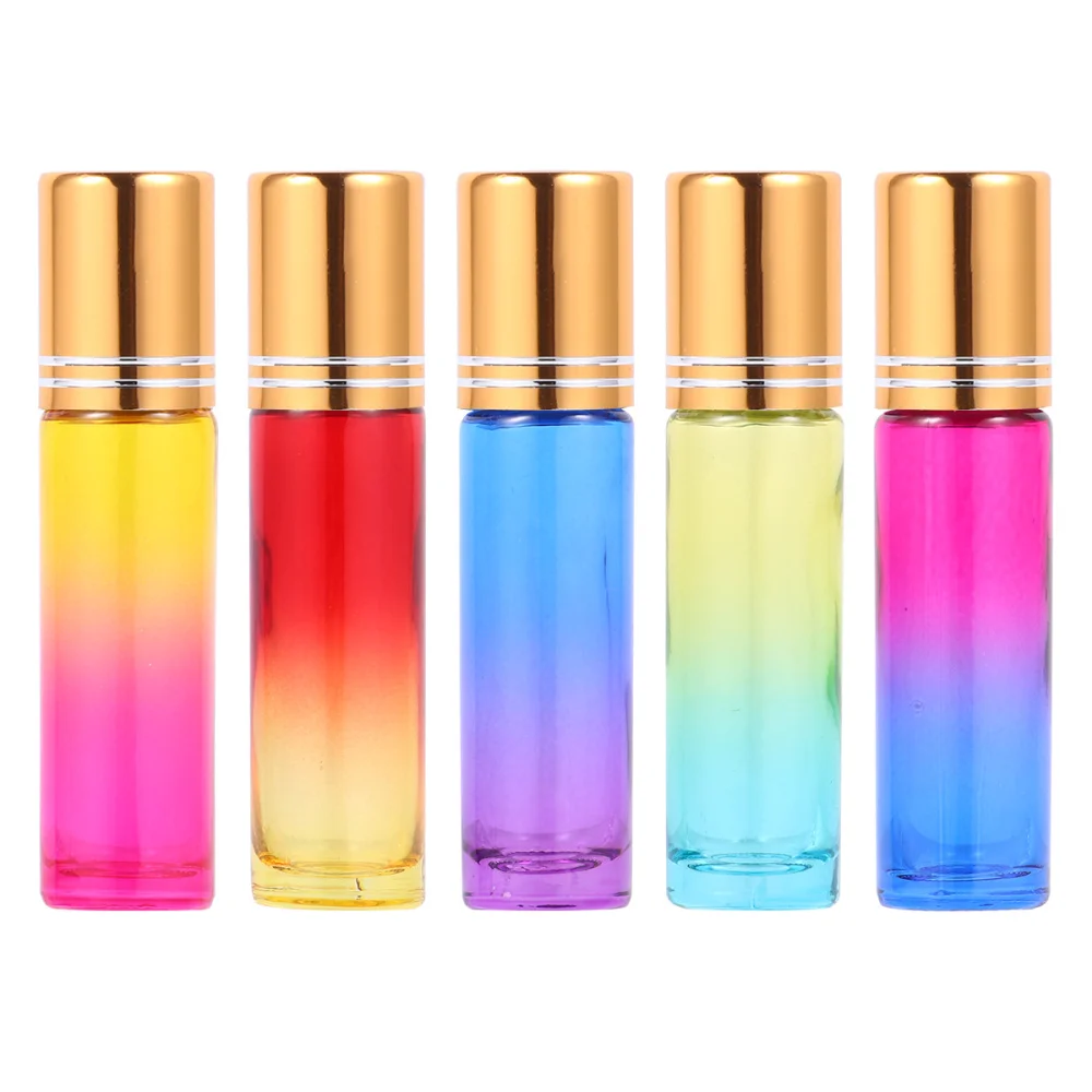 

10pcs 10ML Color Gradient Empty Bottle Portable Bottle Mini Roll-on Bottle Essential Oil Subpackaging Bottle (Rose Blue Gra