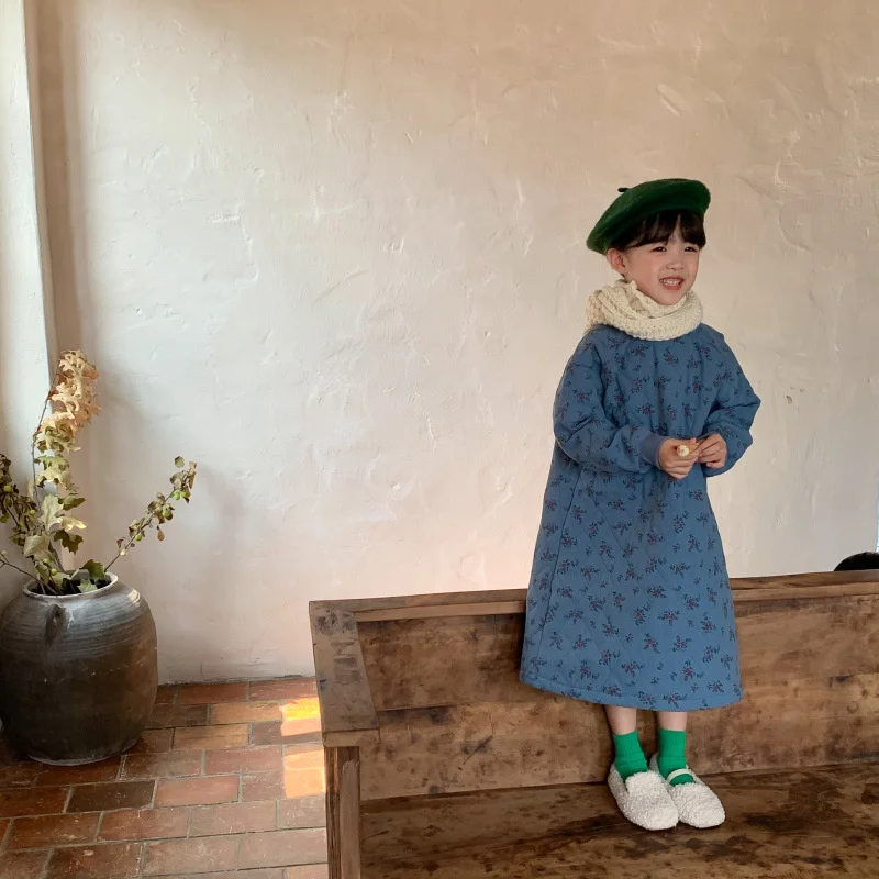 

Girl Dress Children Clothes Evening Gown 2021 Luxury Thicken Plus Velvet Winter Outwear Cotton Vestido Robe Fille Flower Girl Dr