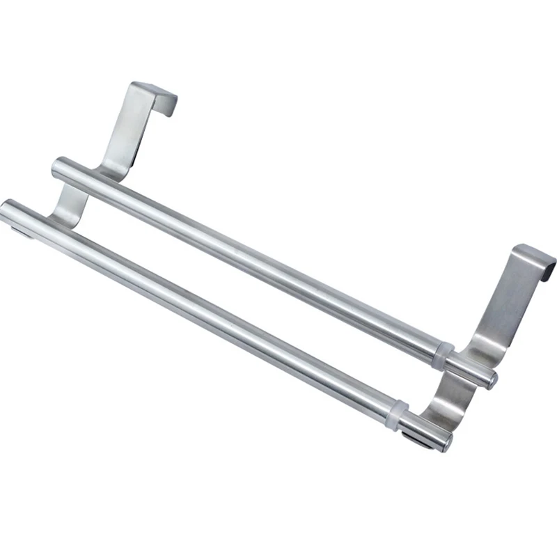 

Cabinet Door Rack Adjustable Hanging Kitchen GlovesTowel Two Bars Shelf Cupboard