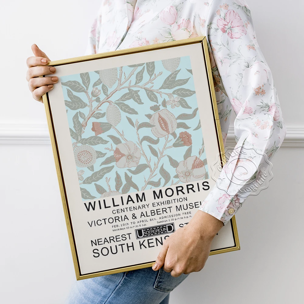 

Morris Flowers Pattern Wall Decor Stickers, William Vintage Art Prints Poster, William Morris Centenary Exhibition Wall Picture
