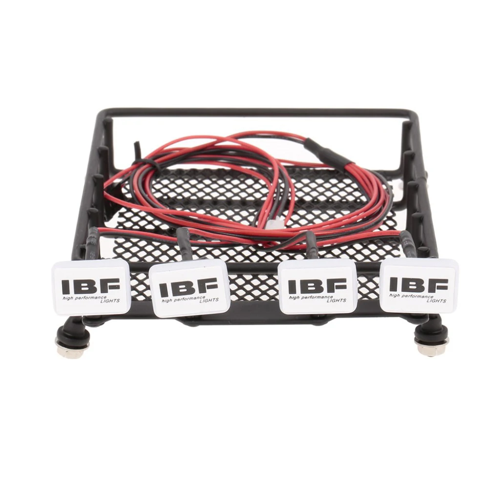 Металлический багажник для крыши RC Car 1/10 и 4 квадрасветодиодный