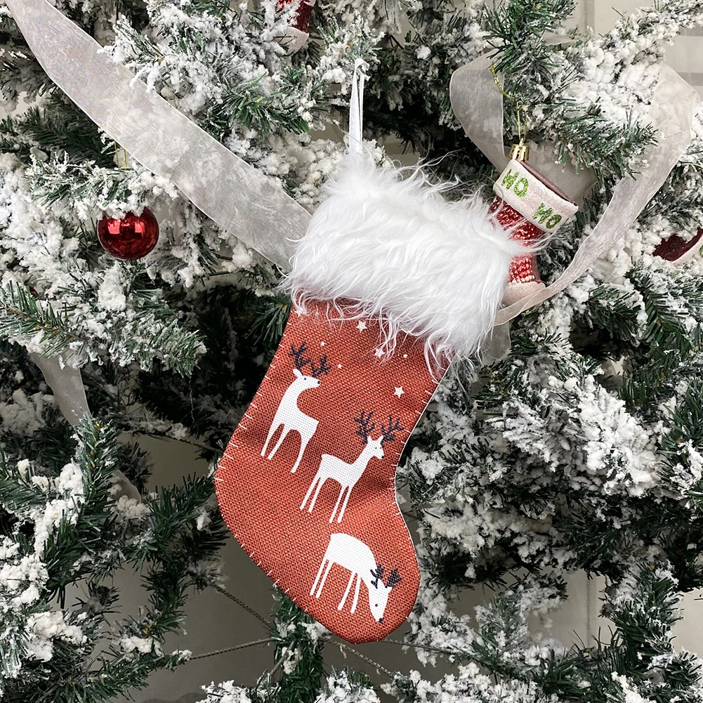 Новогодние и рождественские чулки конфетные сумки украшения для рождественской