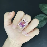 vintage square open rings with dainty colorful crystal zircon rose golden jewelry for women wedding fashion elegant accessories
