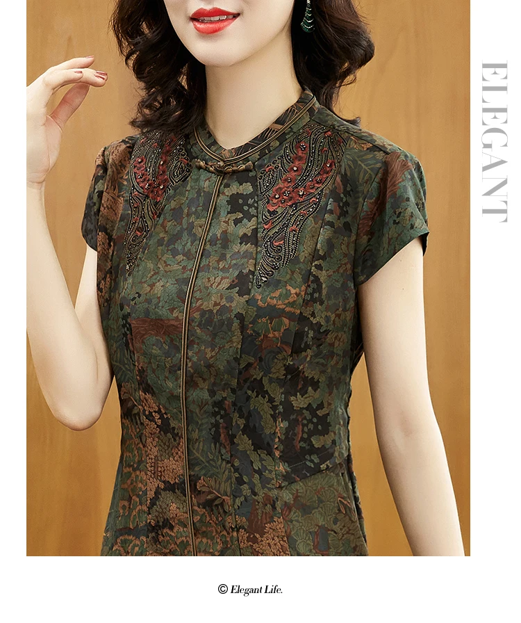 Платье женское вечернее в китайском стиле ZUOMAN шелковое элегантное облегающее