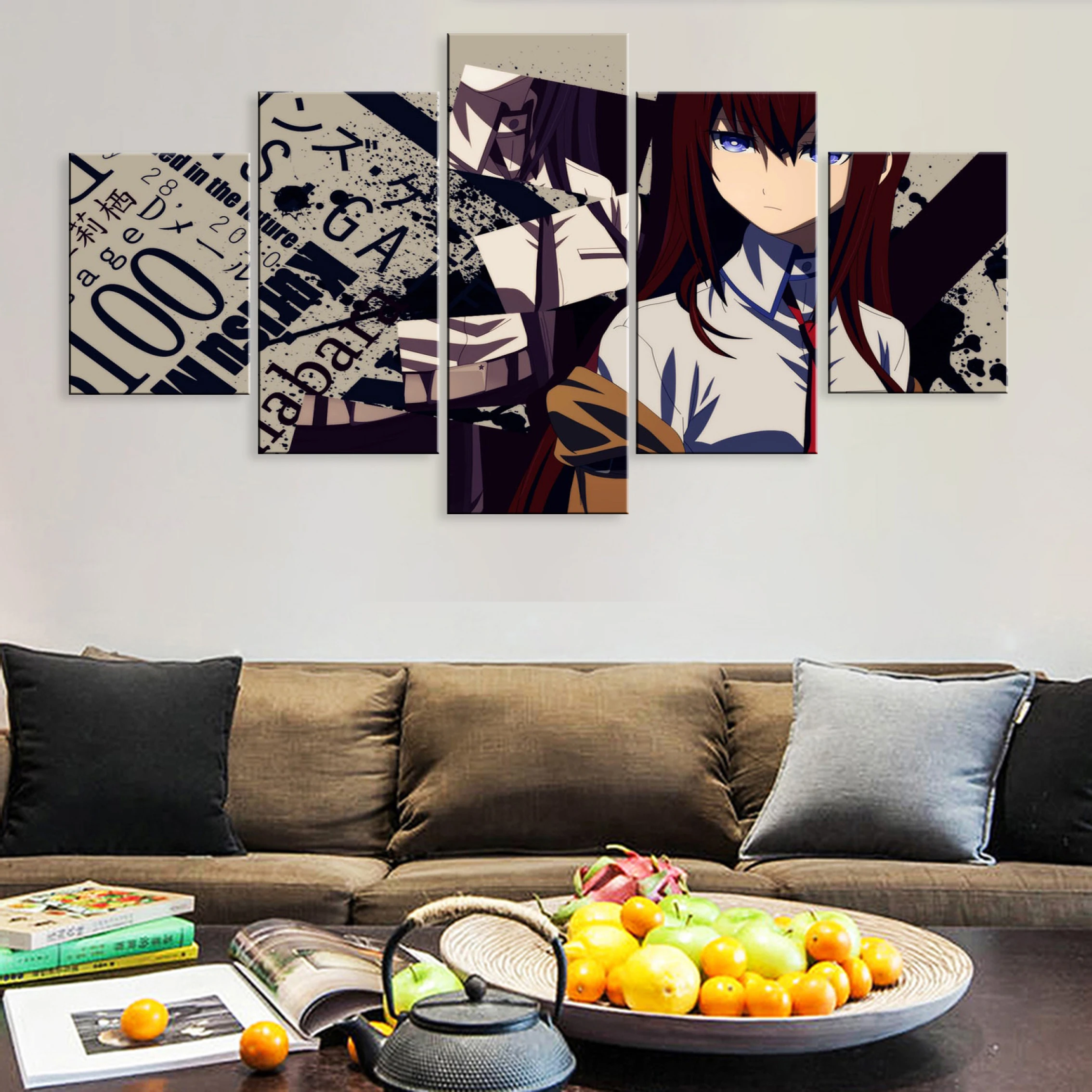 

Printed Hd Decoration Pictures 5 Pieces Poster Painting Canvas Living Room Home Decor Framework Anime Steins;Gate