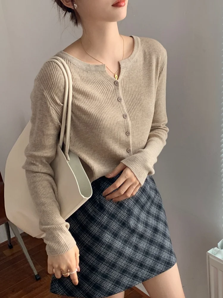 

Тонкий свитер с длинными рукавами, новинка 2021, Женский облегающий кардиган, верхняя одежда с глубоким вырезом