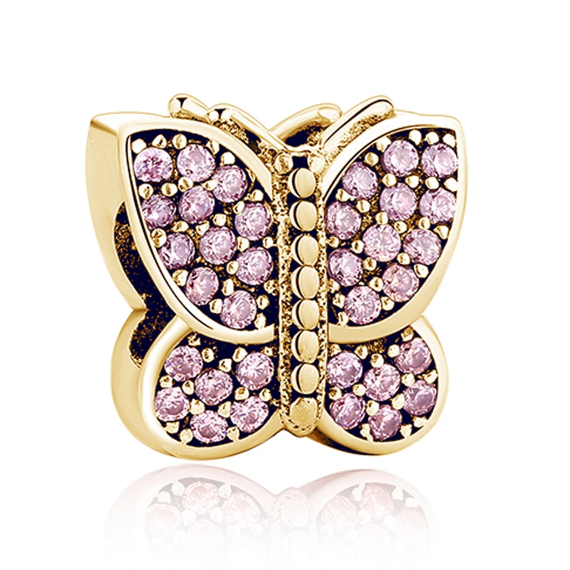 925 пробы серебро розовое золото с очаровательной бусинкой украшением в виде