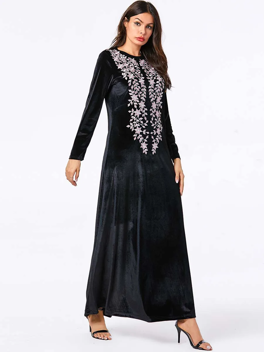 Мусульманское вечернее платье длинное мусульманское бархатное скромные