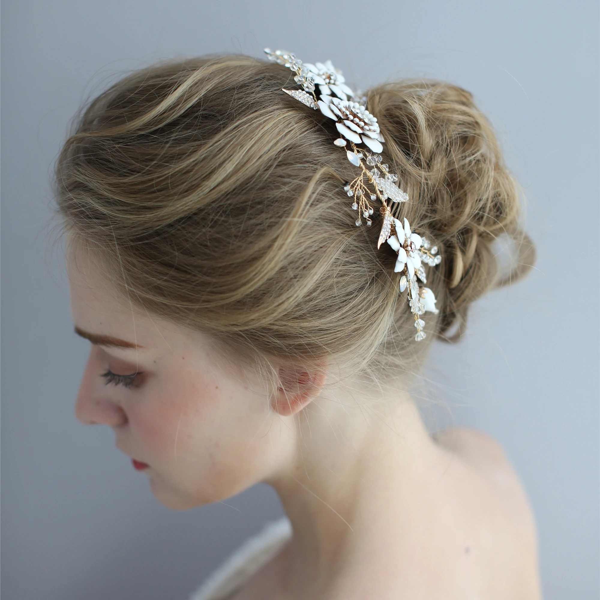 

Flower Hair Comb Headband Bridal Hair Accessories Wedding Headband With Comb Tiara Hairband Exquisite Wedding Hair Jewelry