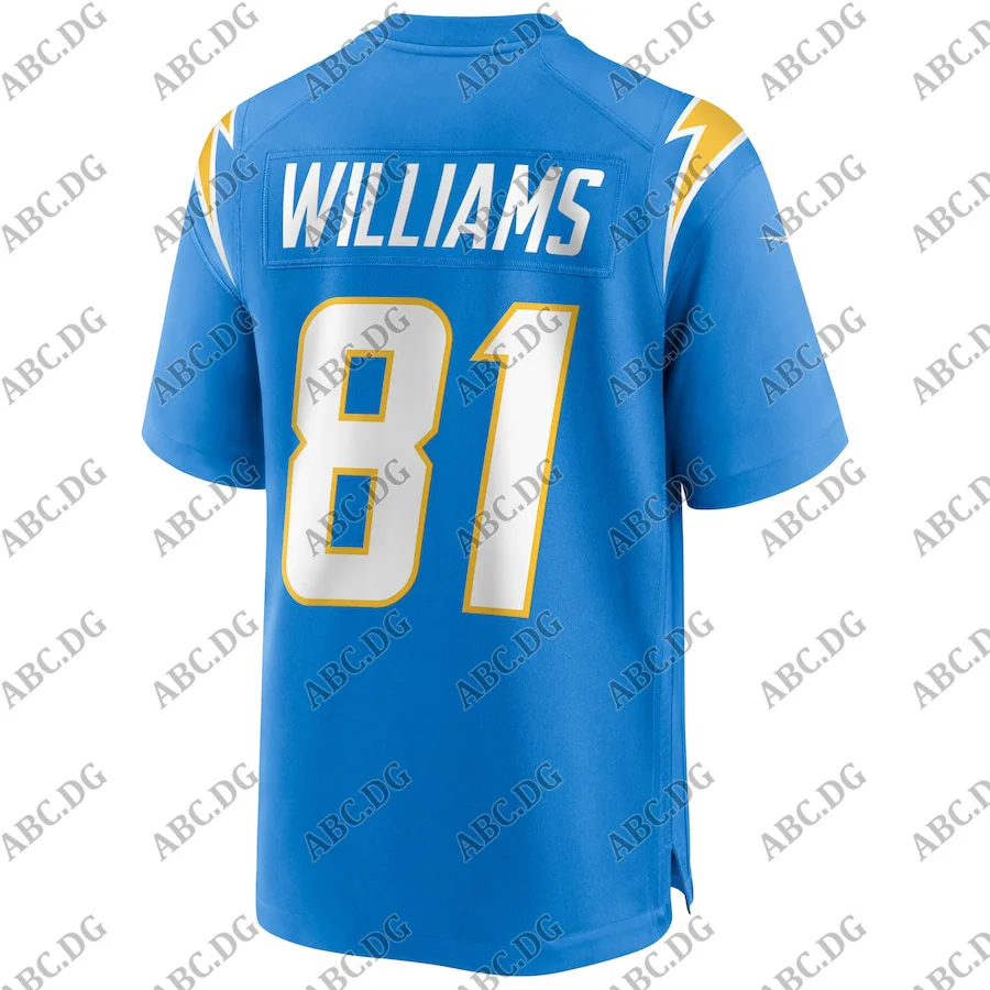 

Customized Stitch American Football Jersey Men Women Kid Youth Los Angeles Mike Williams Powder Blue Game Jersey