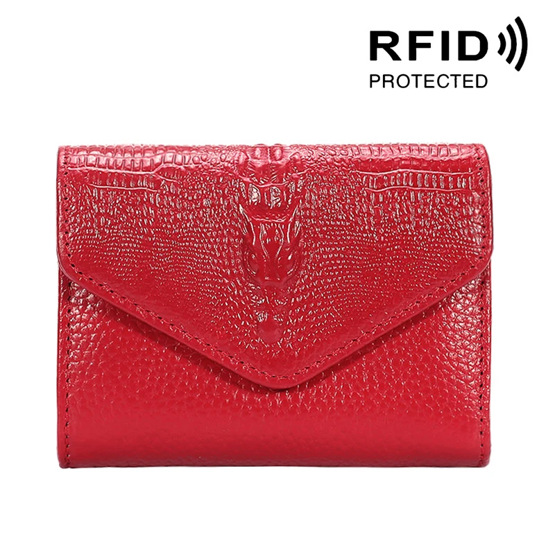 RFID кошелек из натуральной кожи с узором крокодиловая кожа несколько слотов