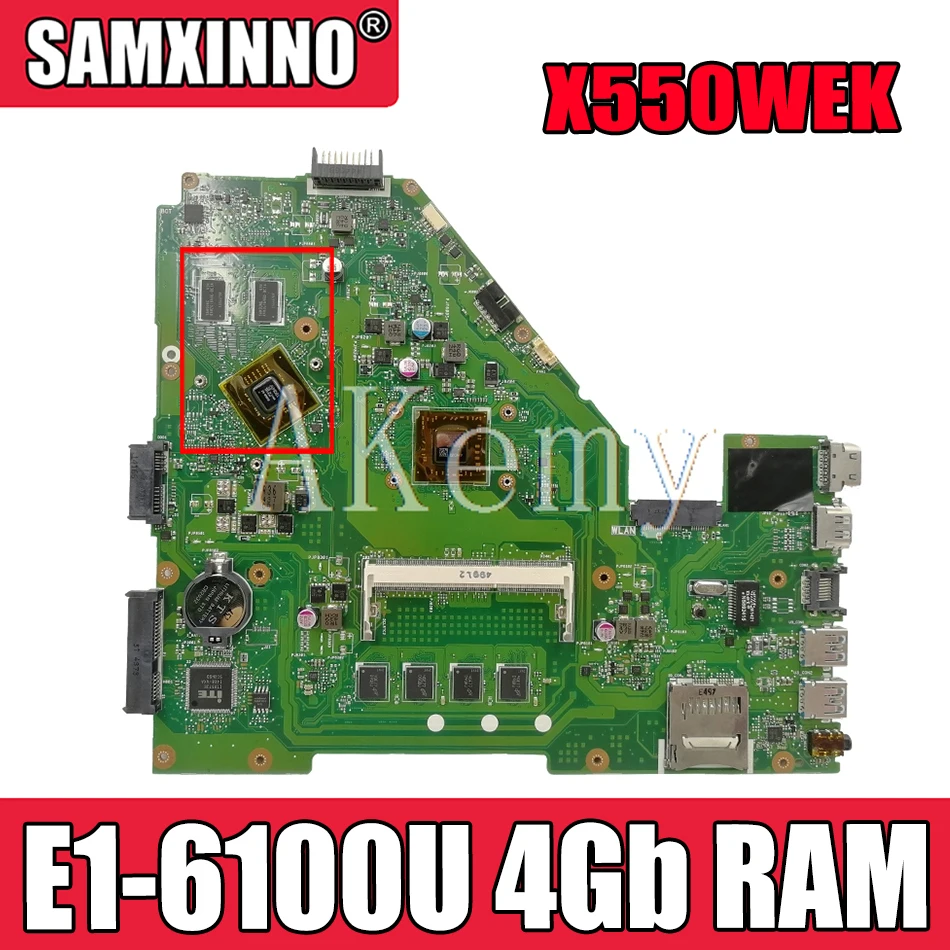 

X550WE материнская плата E1-6100U 4 Гб ОЗУ для For Asus X550W X550WE X550W D552W X552WE материнская плата для ноутбука X550WE Материнская плата Тест 100% ОК