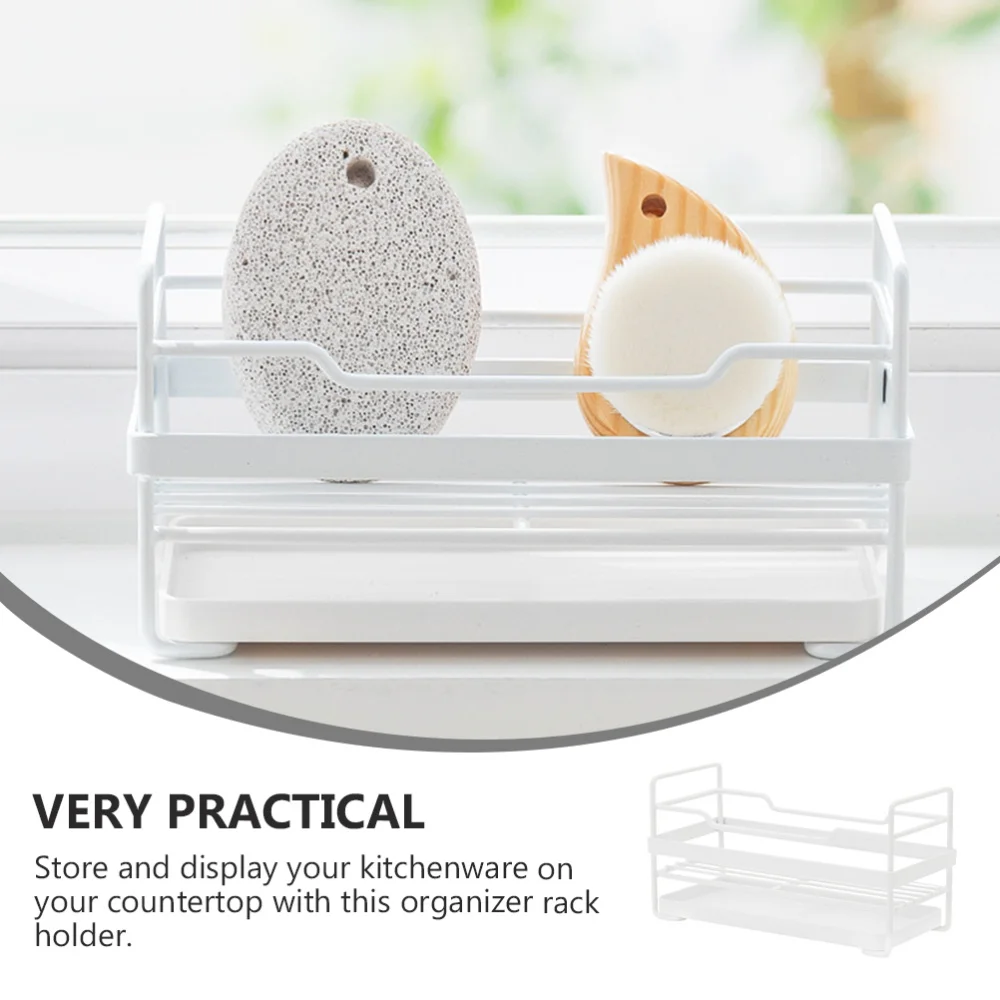 

Kitchen Organizer Rack with Drainage Holder Bathroom Storage Iron Rack