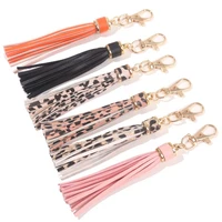 2021 tassel leopard keyring for key pu leather keychains for car accessories multicolor charm keychain decorative jewelry gifts