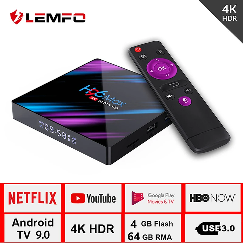 LEMFO H96 Max Smart tv Box Android 9,0 RK3318 4 ГБ 32 ГБ 64 Гб 4K HDR 2,4G и 5G Wifi BT4.0 USB 3,0 Airplay Goole Play телеприставка