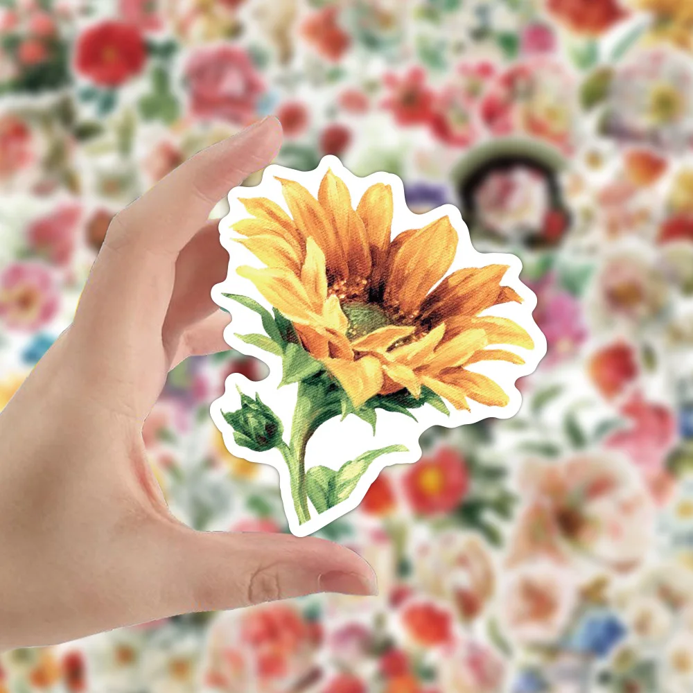 103050pcs beautiful colorful flower blooming stickers laptop guitar luggage waterproof graffiti sticker decal kid classic toys free global shipping