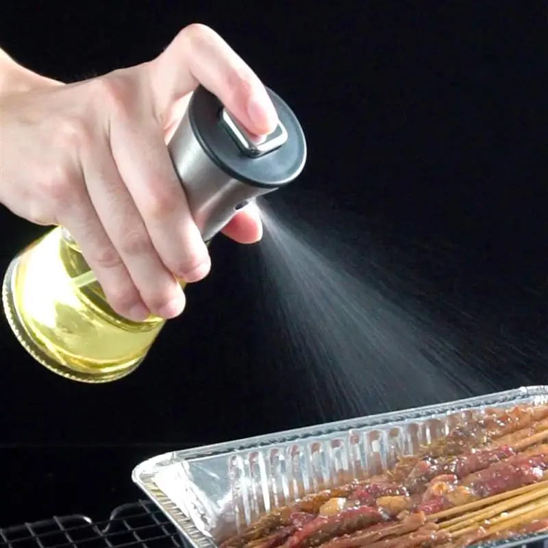 

304 Stainless Steel Oil Sprayer 200ml Refillable Olive Oil Dispenser Bottle Sprayer for BBQ Grilling Roasting