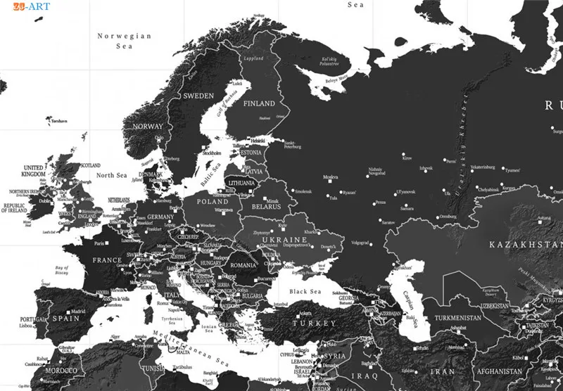 Черно белая карта мира современное искусство холст живопись Настенная картина