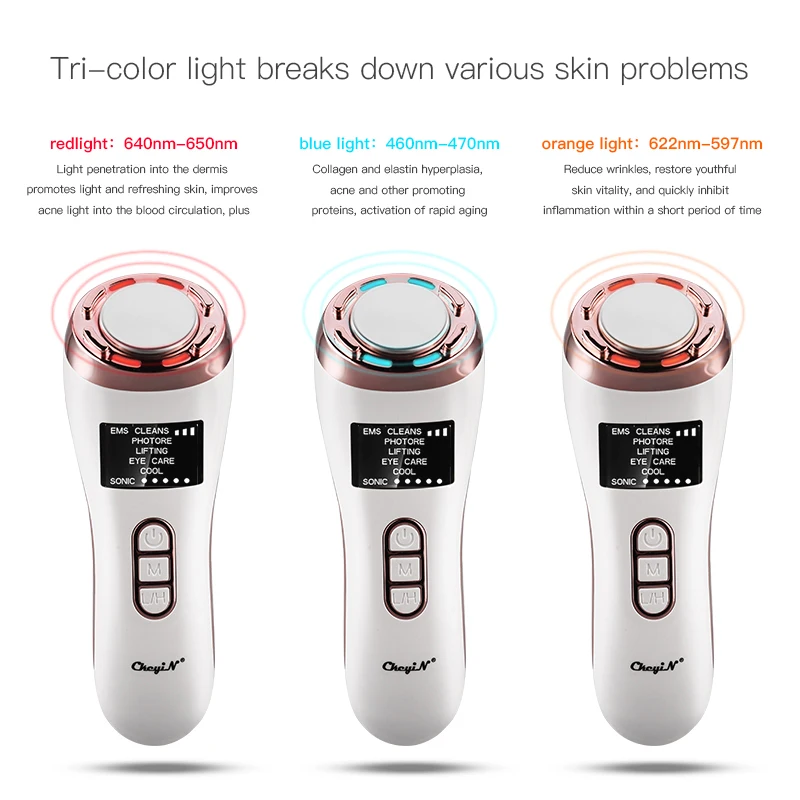 

CkeyiN Electric Face Skin Massager LED Therapy Beauty Machine Vibration massager Ions Facial Lifting Face Deep Cleaning Tool