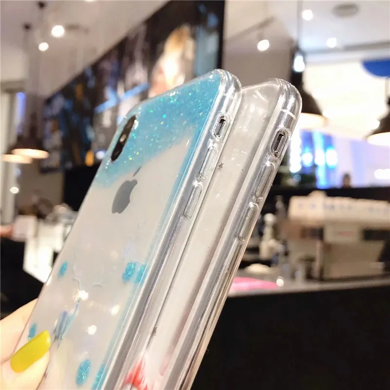 Блестящий чехол с сыпучим песком для iPhone X 7 8 чехлы телефонов фламинго 6 6s Plus XR XS Max