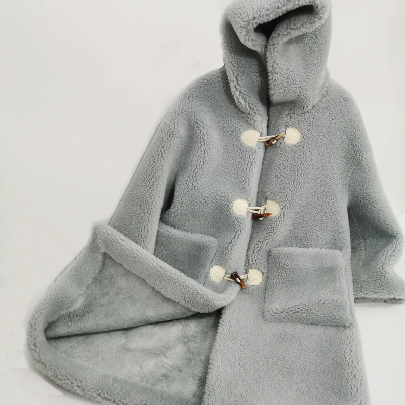Winter New Fashion Womens Teddy Bear Coat Real Sheep Fur Parka Thick Warm Outerw ear  sheep shearing jacket