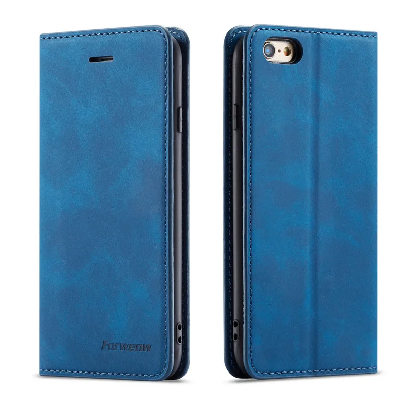 Синий Магнитный Флип-Стенд кожаный чехол для iPhone 6 6S Plus Coque Wallet Cover для iPhone 11 Pro Max XS Max XR X 8 7 Plus 5 5S SE чехлы - Цвет: Синий