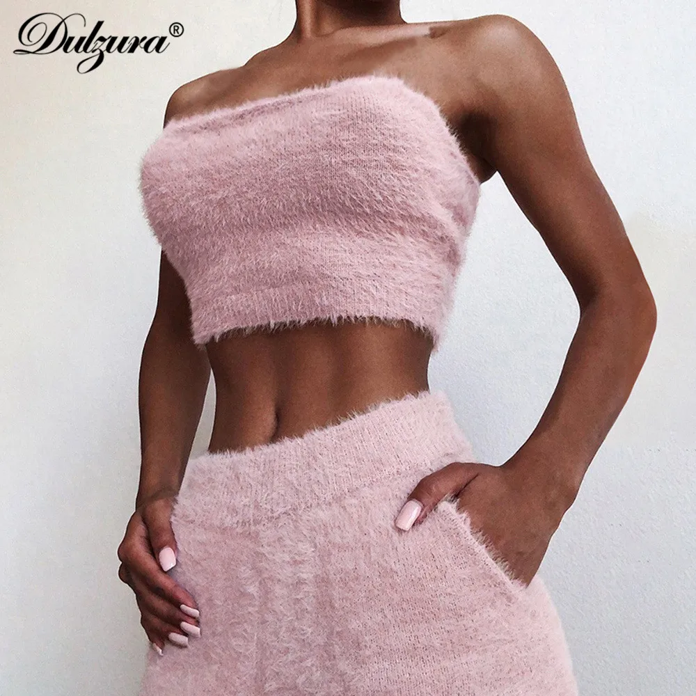 Dulzura/, осенне-зимний женский костюм из двух предметов, шорты из овечьей шерсти, укороченный топ, сексуальный комплект для Тедди, комплект уличной одежды