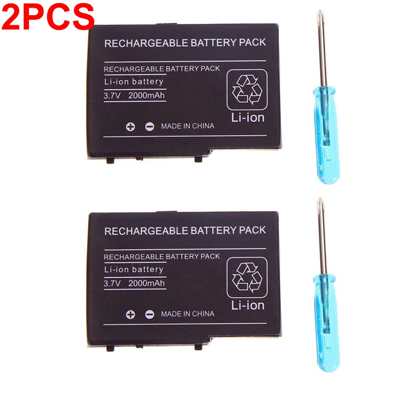 

2pcs 2000mAh 3.7V Rechargeable Lithium-ion Battery Pack for Nintendo DS Lite DSL NDS Lite NDSL Replacement Battery + Screwdriver