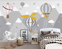 beibehang customize new nordic hand painted cartoon hot air balloon small animal childrens room indoor background wallpaper