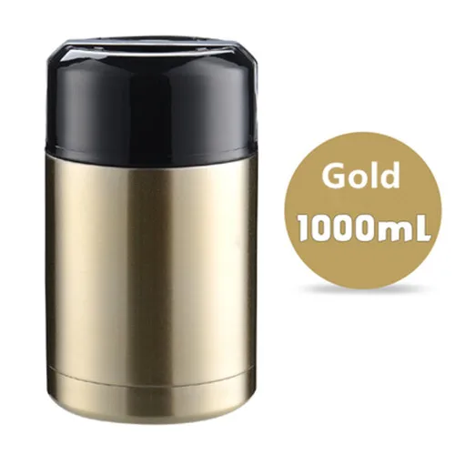 1000ml Gold 800 мл/1000 мл двойной термос из нержавеющей стали контейнеры для супа большая емкость термосы Портативный Ланч Bento Box - Цвет: 1000ml Gold