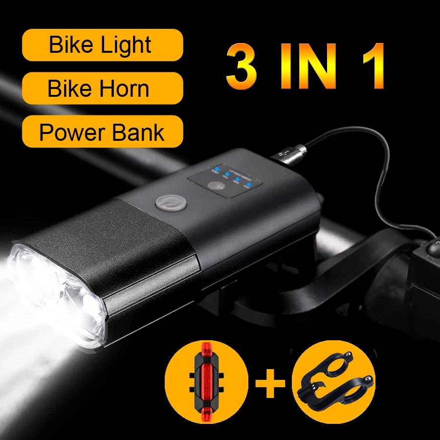 

1800 Lumens Smart Induction Bicycle Front Light Set USB Rechargeable Cycling Flashlight MTB Headlight with Horn Bike Accessories