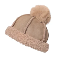 winter thick warm suede skully beanies cap hairball women faux fur wool hat female women plush baseball cap russian hat