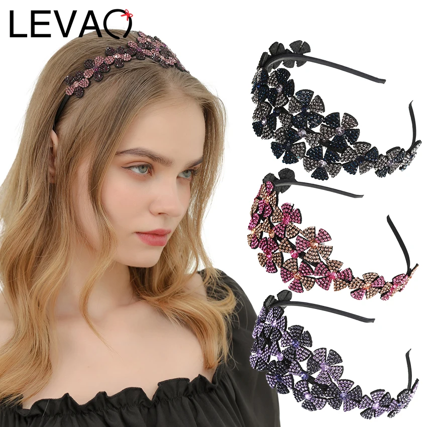 

Levao Fashion Shiny Rhinestone Headband Hair Bands Hoop For Women Elegant Crystal Hairbands Bezel Hair Accessories Headpieces
