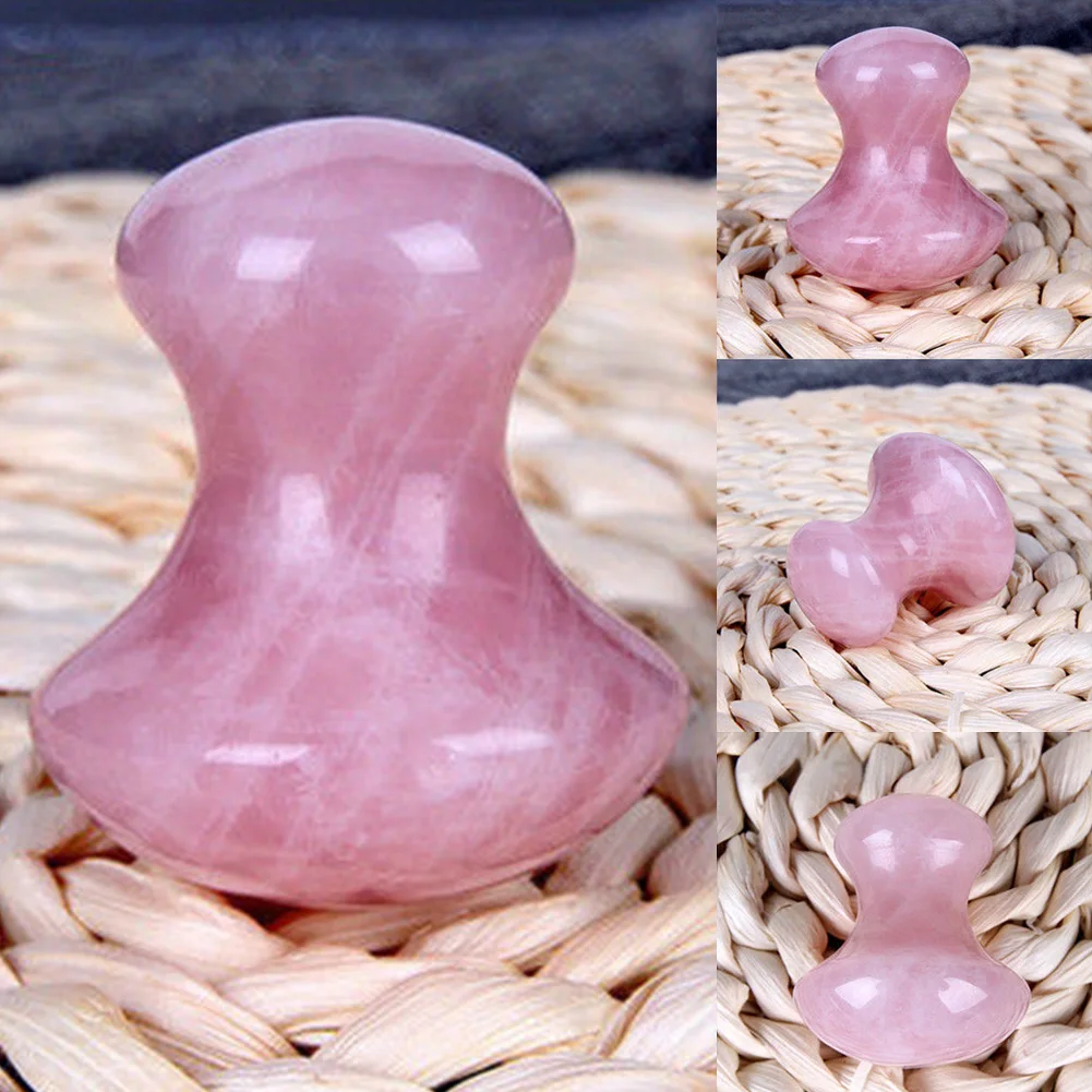 

Eye Massager Portable Relaxation Body Facial Gua Sha Mushroom Health Care Small Tool Rose Quartz Plate Acupuncture Board