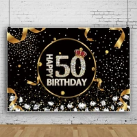 laeacco red crown customize banner 50th birthday party backdrops for background glod ribbon glitters poster pattern photo studio
