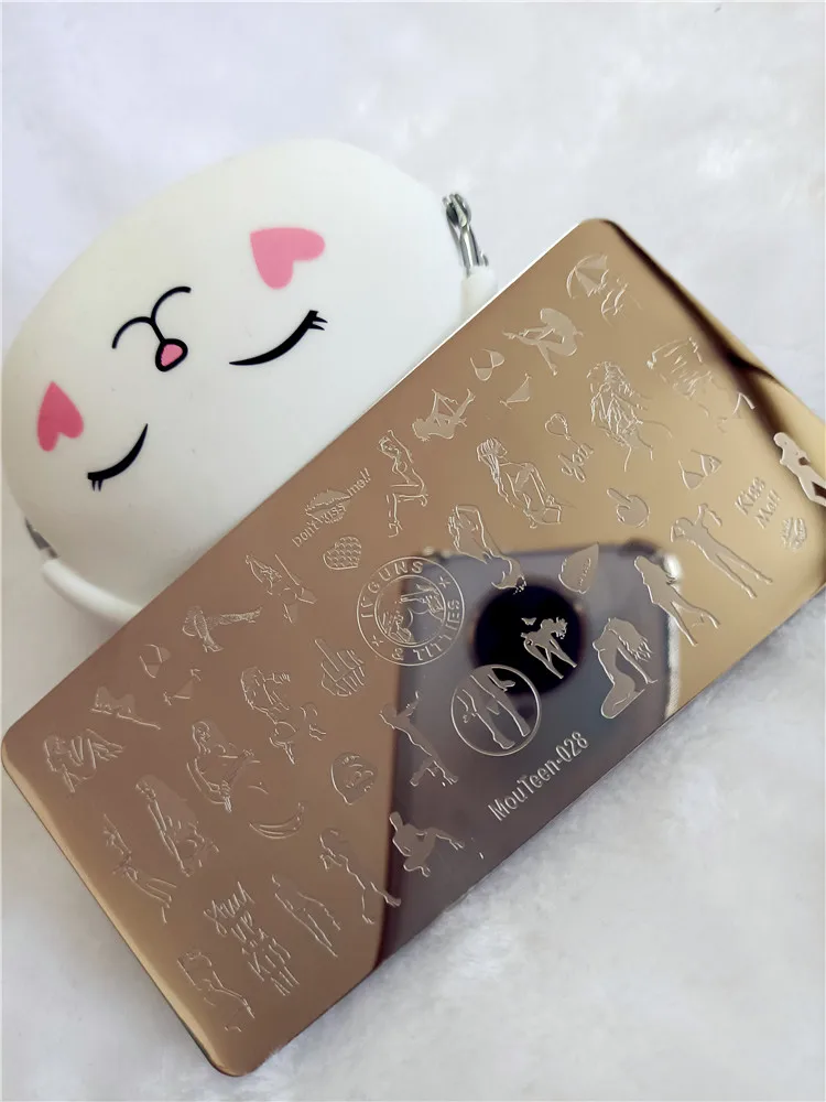 Новый мультяшный штамп для ногтей принцесса красное Персиковое сердце пластина