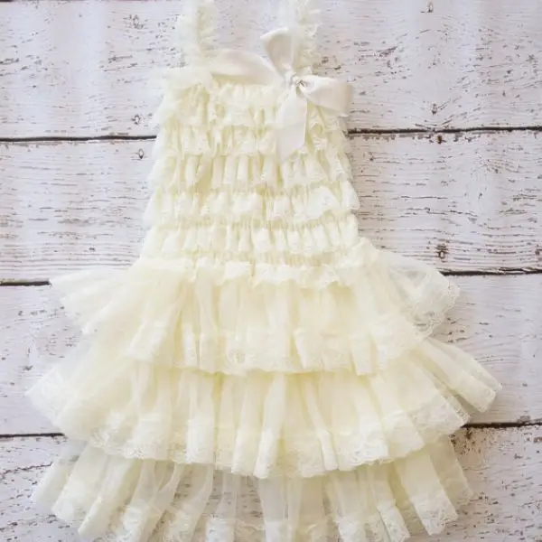Free Shipping Lace Flower girl dress Baby Dress Wedding Rustic Ivory dress-Bridesmaid | Детская одежда и обувь