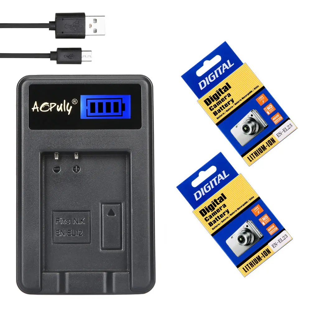 LCD and 2 En-EL23 EN-EL23 EN EL23 батарея для камеры lcd USB зарядное устройство для камеры Nikon COOLPIX P600 B700 S810c P900 P610 - Цвет: LCD and 2 En-EL23