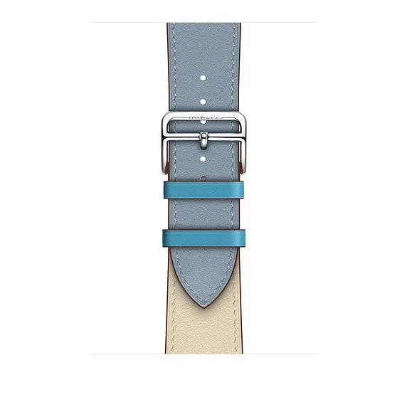 Один тур ремешок из натуральной кожи петлевой для Apple Watch Band 42 мм 38 мм 40 мм 44 мм для iWatch Series 1 2 3 4 - Цвет ремешка: bleu lin craie