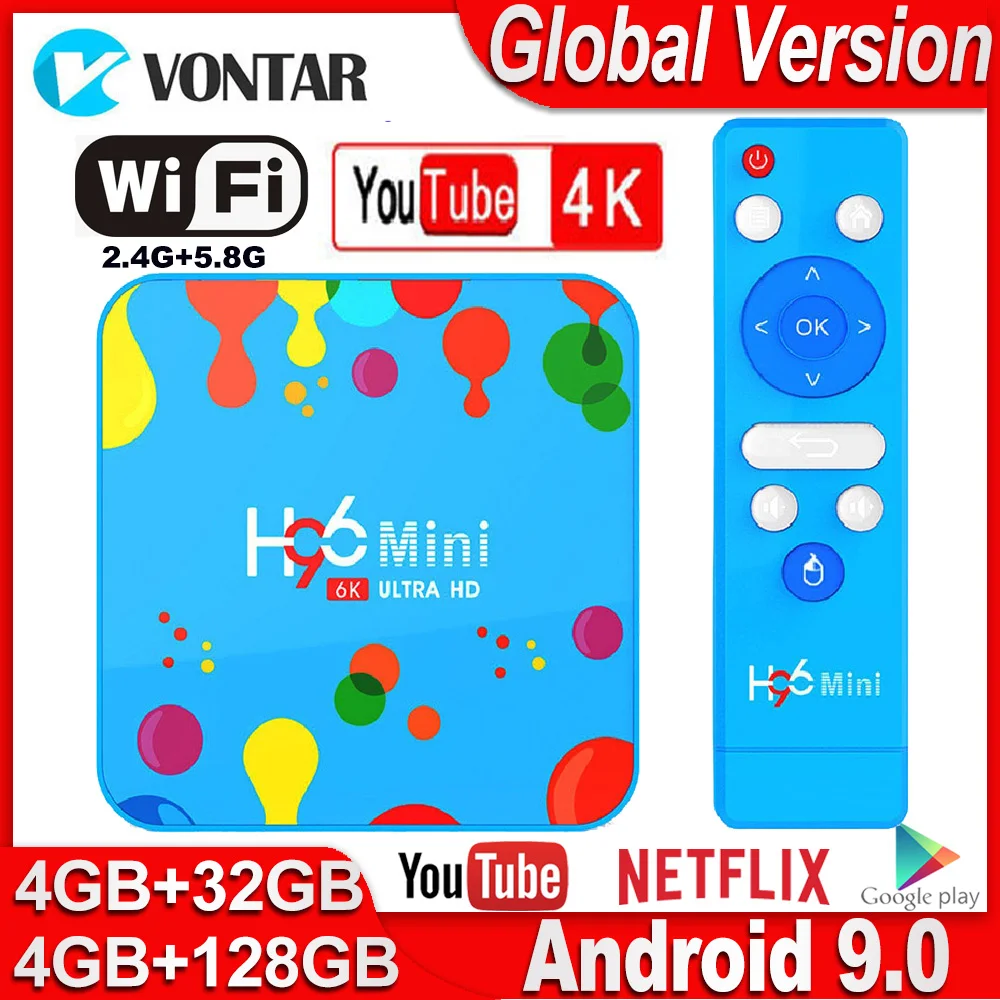 Smart TV BOX H96 Mini Max 4 Гб ОЗУ 128 ПЗУ Android Box 9 0 H96mini Allwinner H6 2 4/5G Wifi Netflix Youtube 4K|ТВ-приставки и