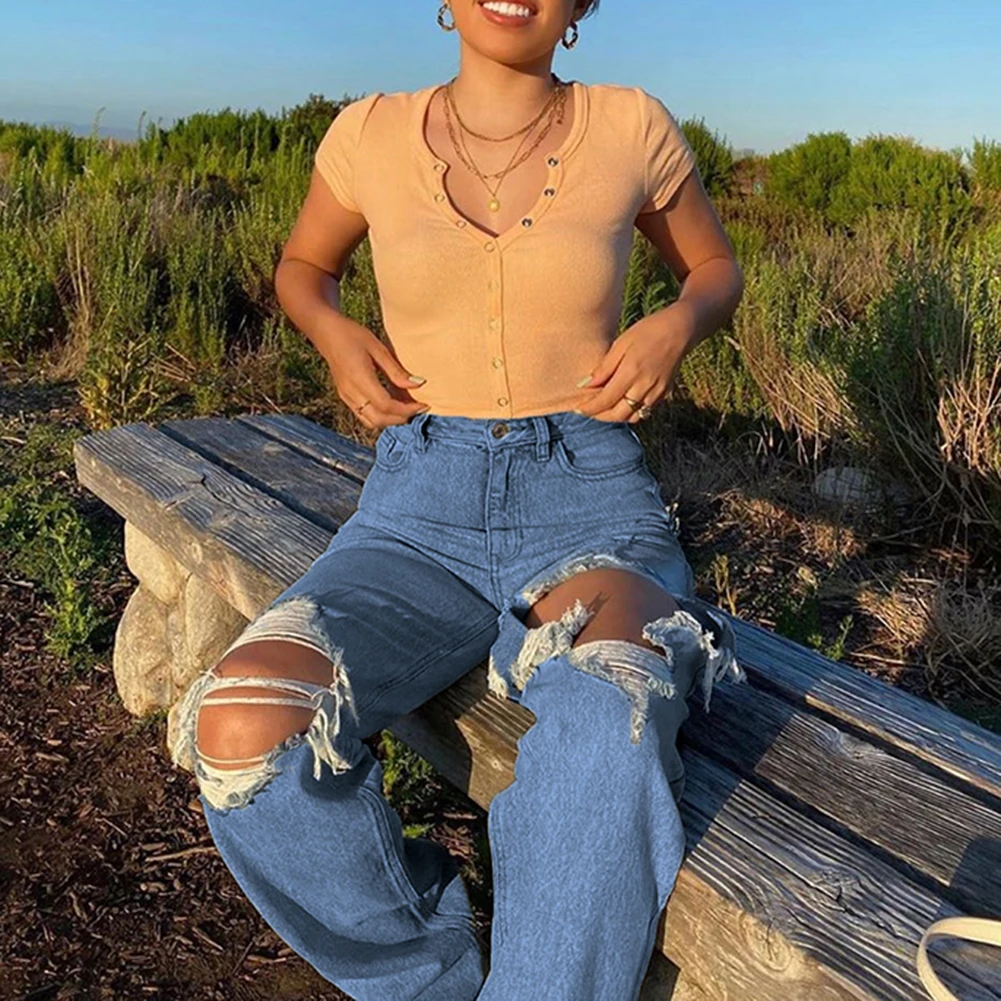 

Ripped Straight Women's jeans Baggy Vintage High Waist Boyfriends Mom y2k Denim Distressed Streetwear 2020 Female Fashion Pants