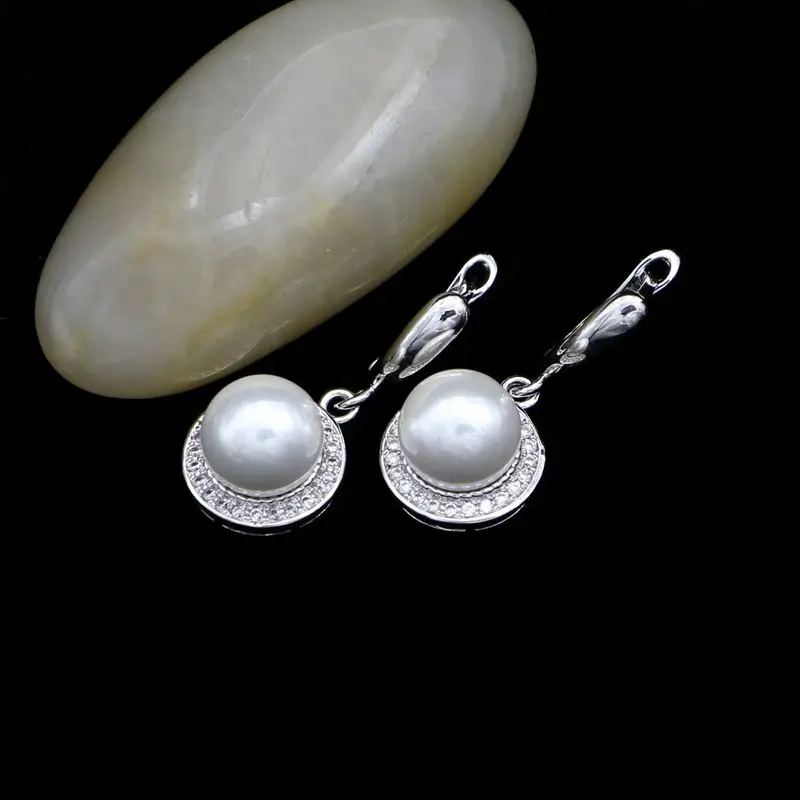 Белые жемчужные бусы Свадебные Ювелирные наборы для женщин