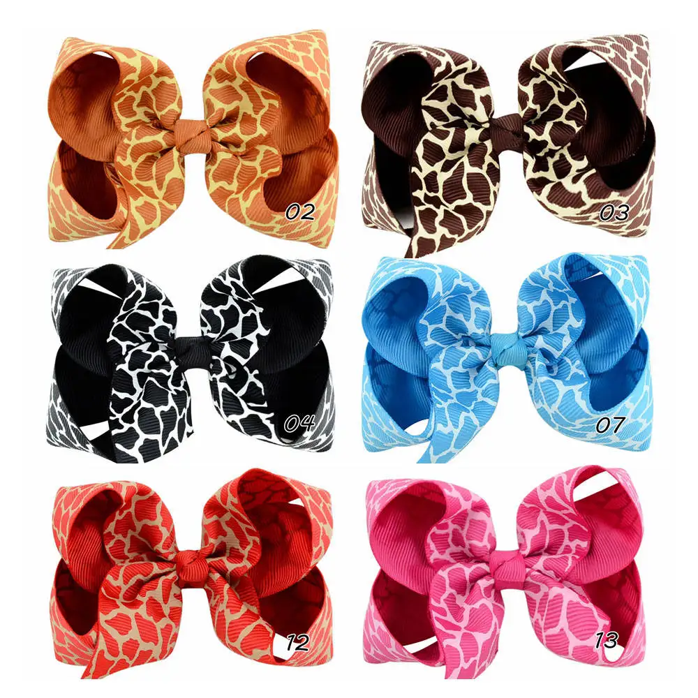 

6pcs/lot 10cm Print Grosgrain Ribbon Bows With Hair Clips Boutique Ribbon Bow Print Hair Accessories For Girls 774