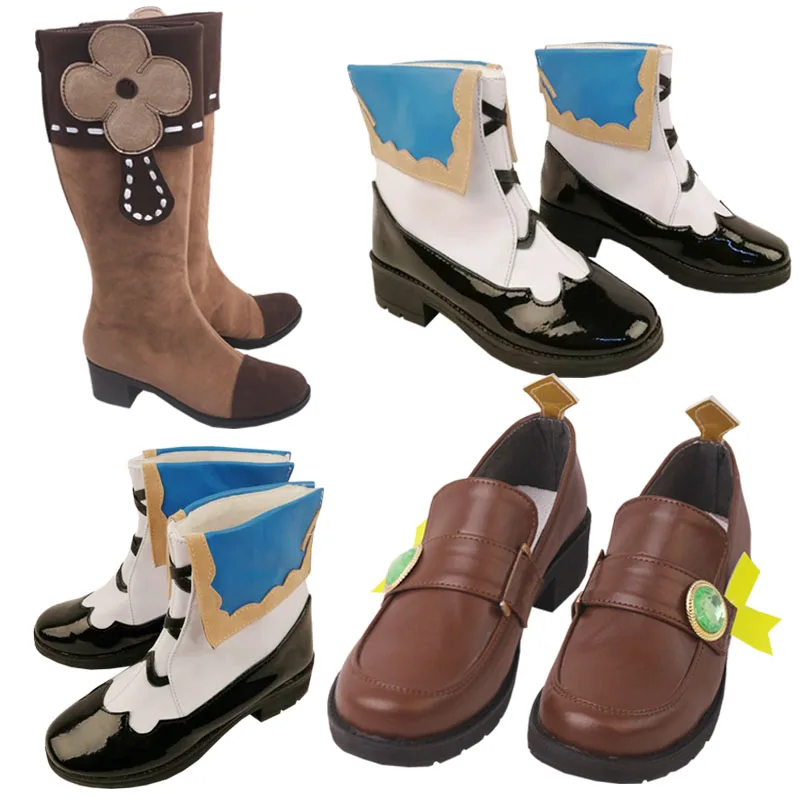 Женские сапоги на молнии Genshin Impact для косплея Кли Барбары до колена массивном