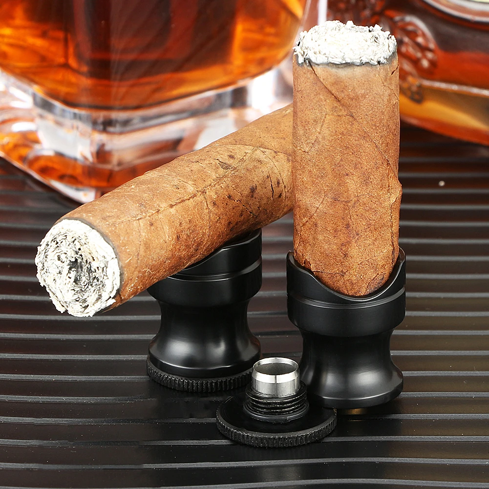 

GALINER Cigar Punch Holder Rest Cigar Size Smoking Accessories Gadgets For Men New Puro Drill Charuto Cutter Black