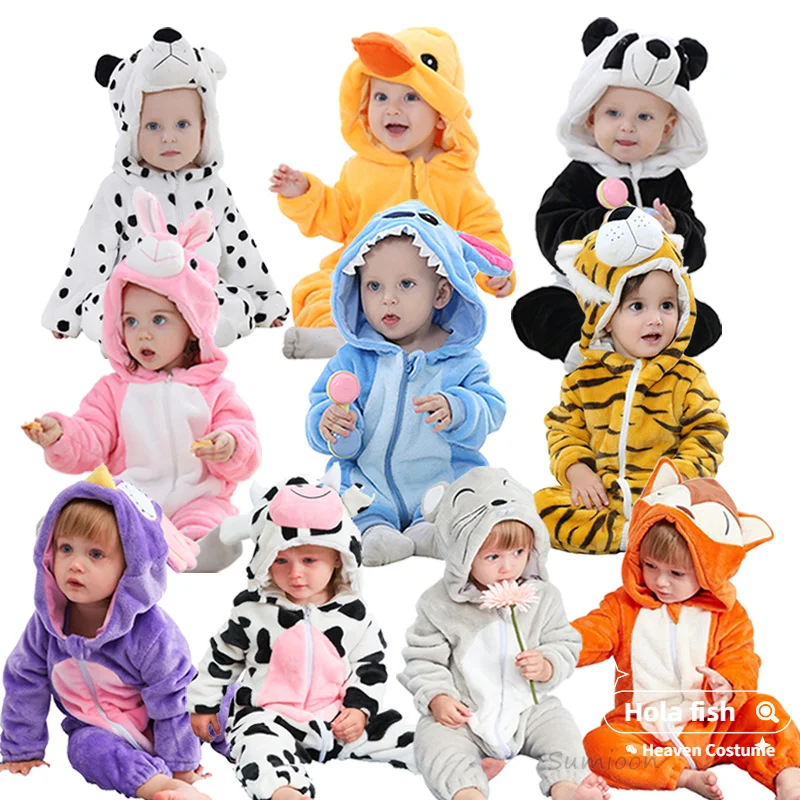 

Милые фланелевые детские комбинезоны с героями аниме для косплея, одежда для мальчиков и девочек на Рождество, костюмы с милыми животными д...