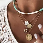 Ожерелье с подвеской в виде цветка и солнца для женщин, чокер из полимерной глины, цепочка золотого цвета, многослойное ожерелье, модные ювелирные украшения 2020