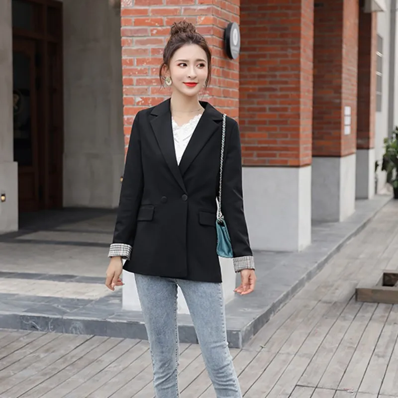 

Fashion casual monochrome suit jacket female 2019 autumn and winter British wind Korean version of the blazer